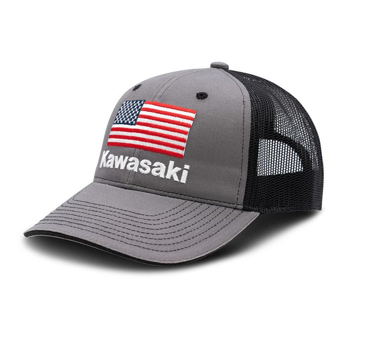 K0054134CHNS Kawasaki Curved Bill Flag Cap Hat